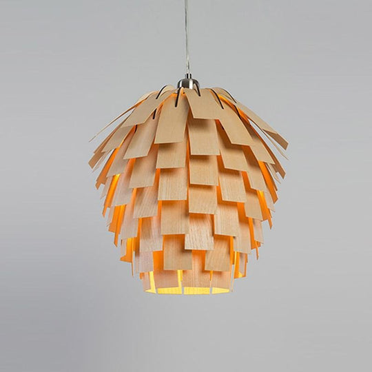 16'' Artistic Artichoke Wood Rustic Pendant Light