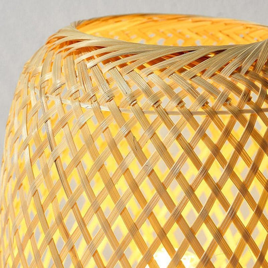 Japanese Rattan Table Lamp with Burlywood Base