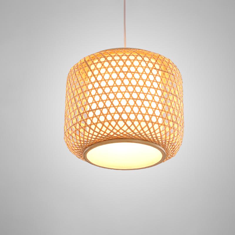 Sleek Modern Cylindrical Bamboo Pendant Light