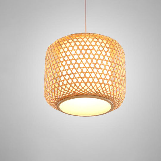 Sleek Modern Cylindrical Bamboo Pendant Light