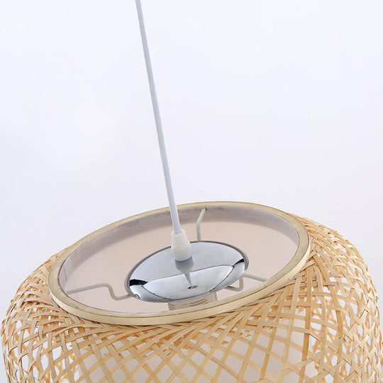 Sleek Modern Cylindrical Bamboo Pendant Light