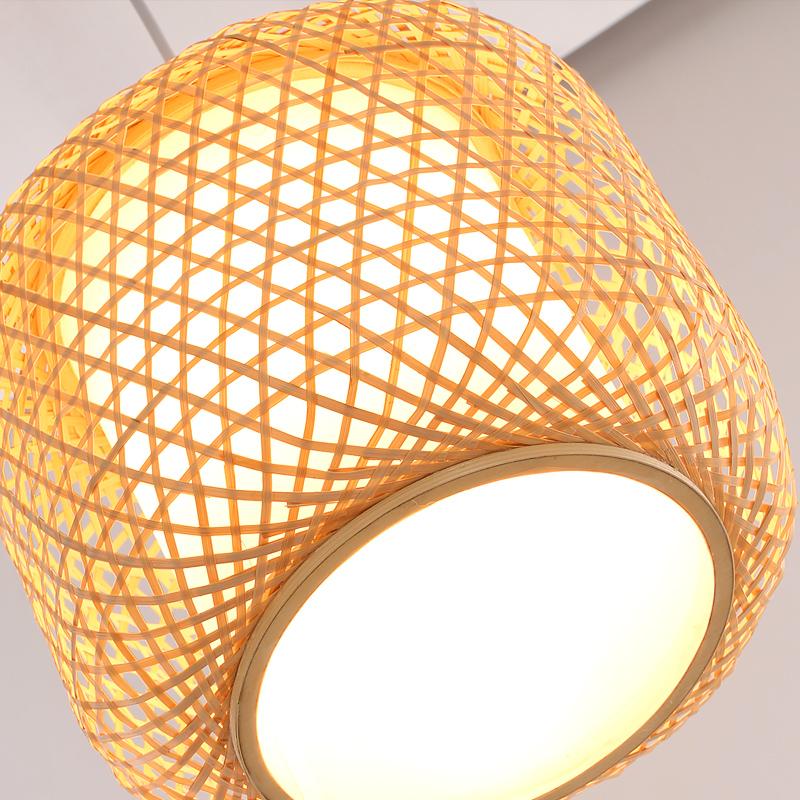 Sleek Modern Cylindrical Bamboo Pendant Light