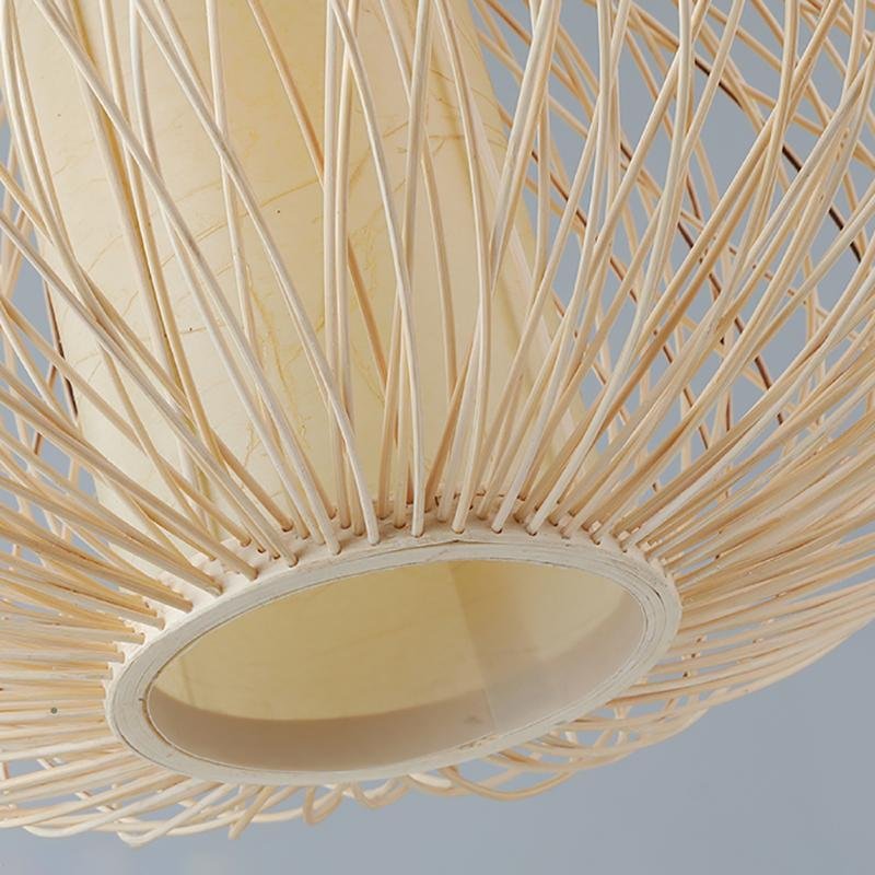 Rattan Globe Pendant Light Horizontally Oval Bamboo Woven Pendant Light