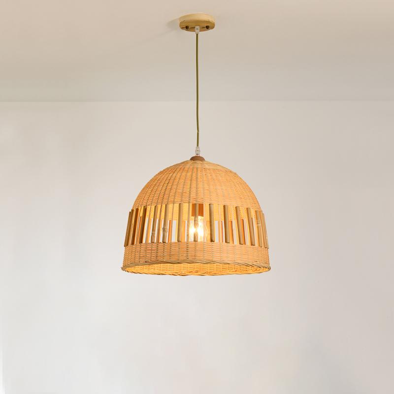Dome Pendant Bamboo Ceiling Light with Seethrough Middle Area