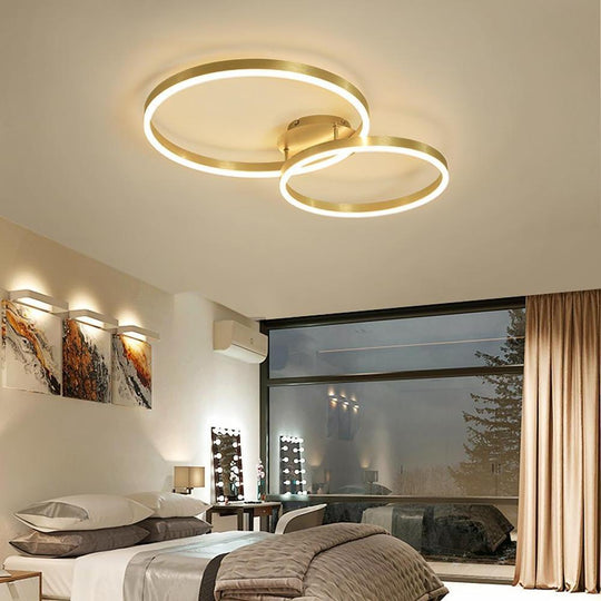 Creative 2 Circle Gold LED Flush Mount Ceiling Light – 2 Lights
