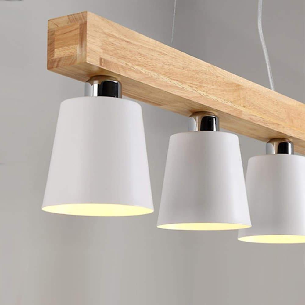 Row of Lights Farmhouse Pendant Light Metal & Wood Pendant Lighting