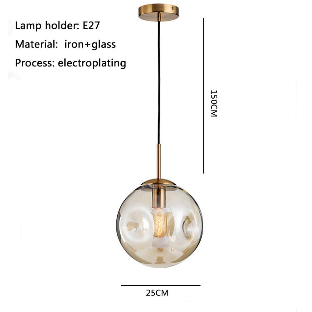 Electroplated Glass Globe Pendant Light – Modern LED Hanging Lamp