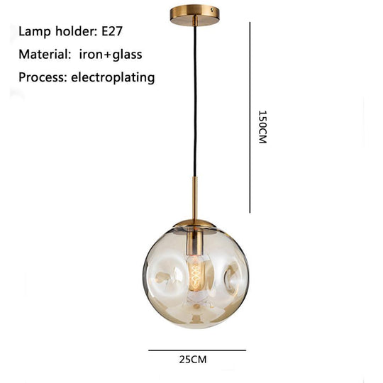 Electroplated Glass Globe Pendant Light – Modern LED Hanging Lamp