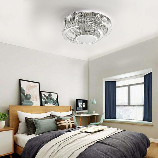 Gradated Flush Mount Ceiling Light – Industrial Acrylic & Stainless Steel LED