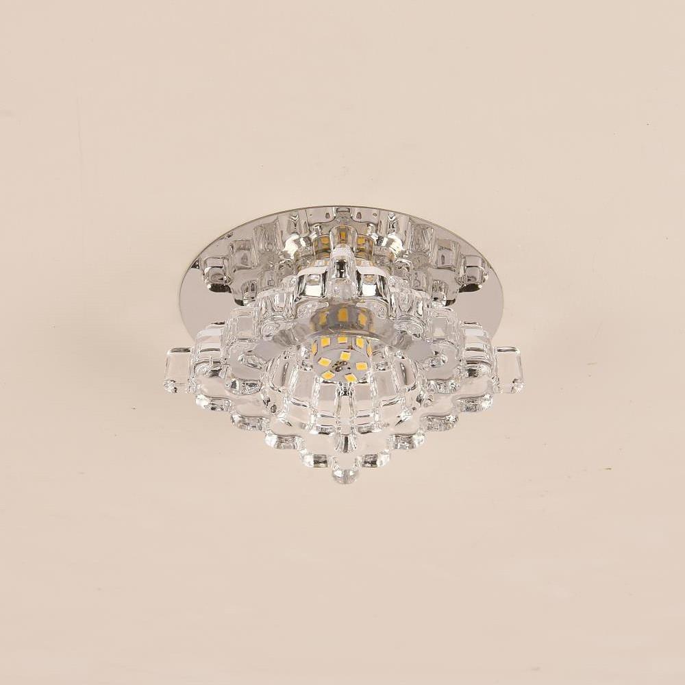 Geometric Crystal Flush Mount Ceiling Light – Modern LED Kitchen Fixture