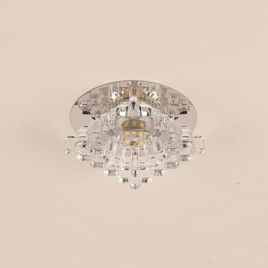 Geometric Crystal Flush Mount Ceiling Light – Modern LED Kitchen Fixture