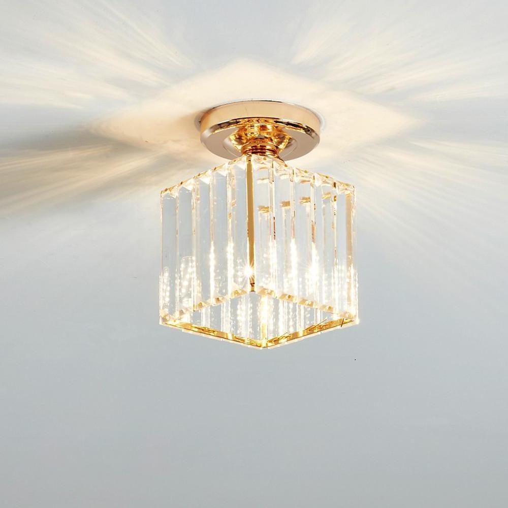 Modern Crystal Metal Industrial LED Semi-Flush Ceiling Light