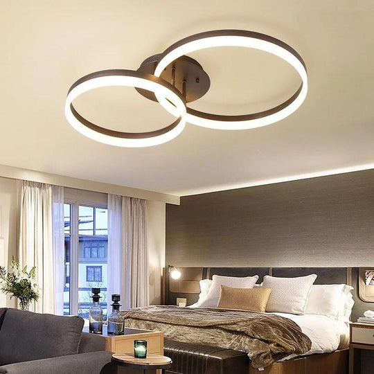 Creative 2 Circle Gold LED Flush Mount Ceiling Light – 2 Lights