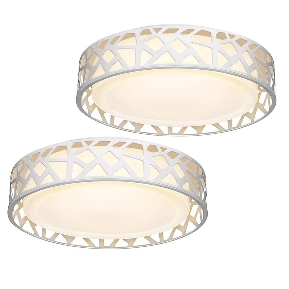 Round Metal Traditional Drum Flush Mount LED Ceiling Light