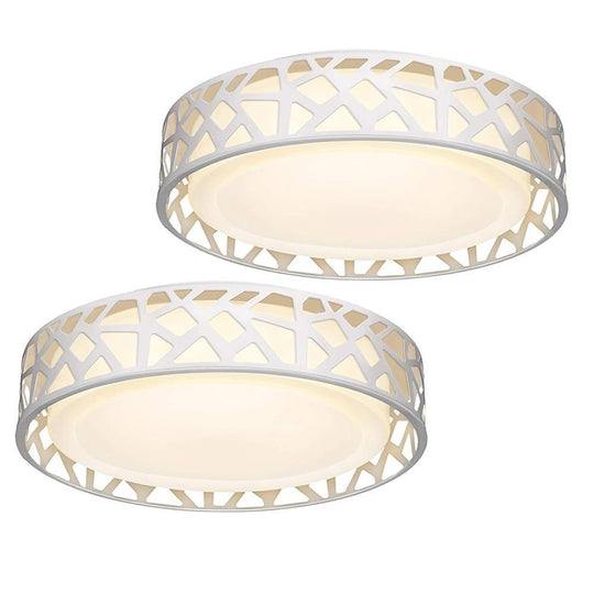 Round Metal Traditional Drum Flush Mount LED Ceiling Light