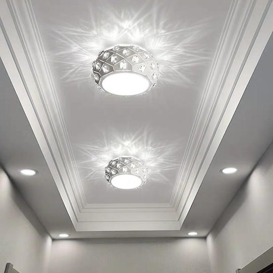 Metal Crystal Decorative LED Flush Mount Ceiling Light