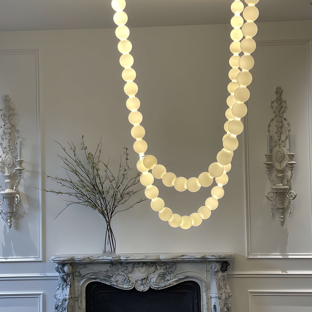Acrylic Pearl Necklace LED Italian Style Chandelier Lamp