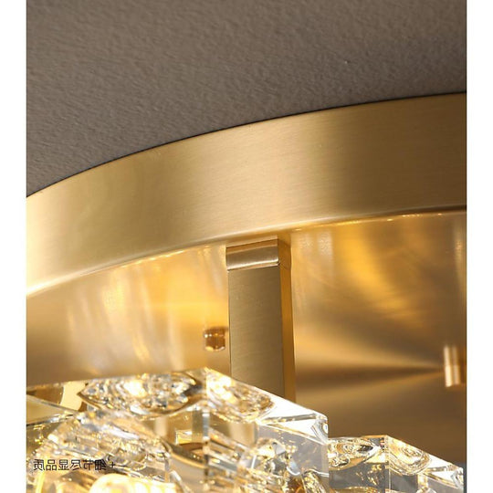 6-Light Crystal Brass LED Flush Mount Ceiling Light
