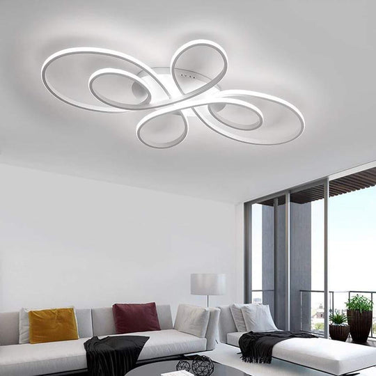 Artistic Curved Dimmable LED Modern Ceiling Light Chandelier Flush Mount Lighting