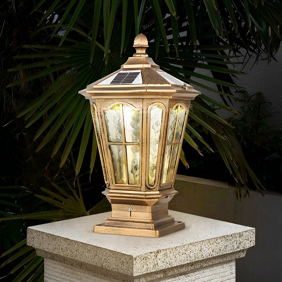 Retro Pavilion Shape Waterproof LED Solar Powered Fence Post Lights