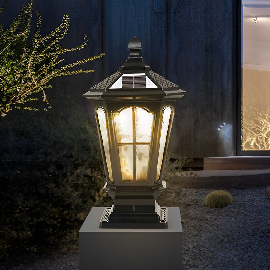 Retro Pavilion Shape Waterproof LED Solar Powered Fence Post Lights