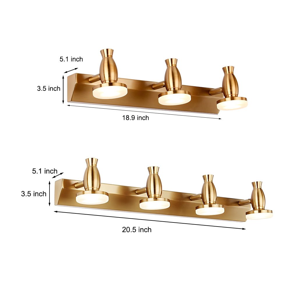Adjustable Gold Bathroom Vanity Light – 3/4 Light LED Fixture