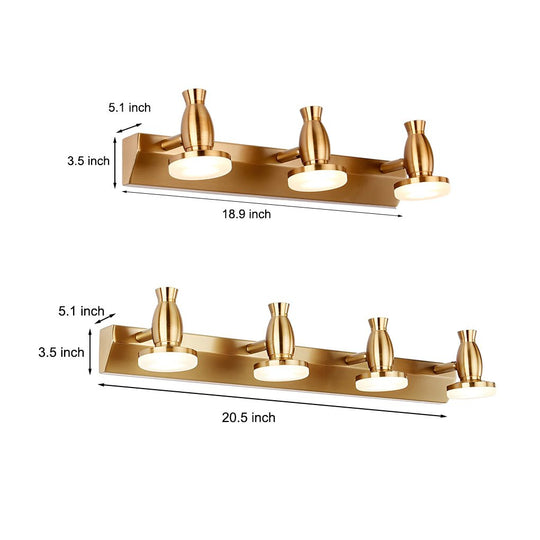 Adjustable Gold Bathroom Vanity Light – 3/4 Light LED Fixture