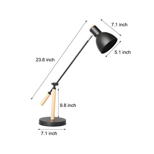 Adjustable Rotatable Wood & Metal Reading Desk Lamp