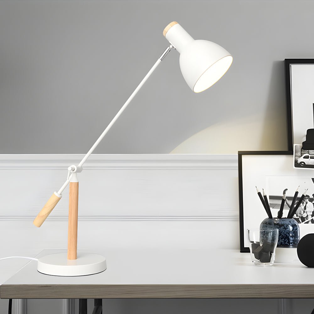 Adjustable Rotatable Wood & Metal Reading Desk Lamp