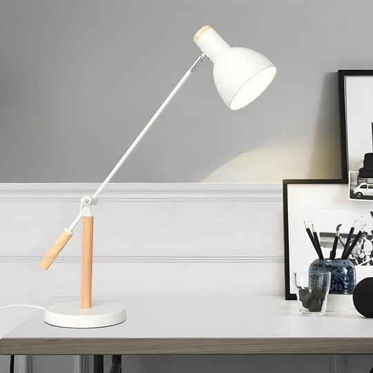 Adjustable Rotatable Wood & Metal Reading Desk Lamp