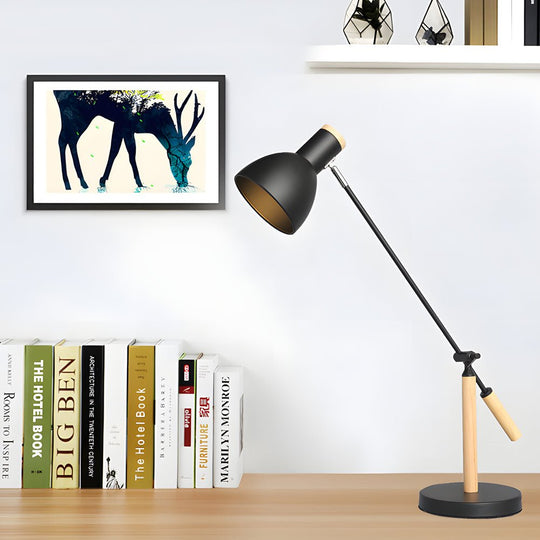 Adjustable Rotatable Wood & Metal Reading Desk Lamp