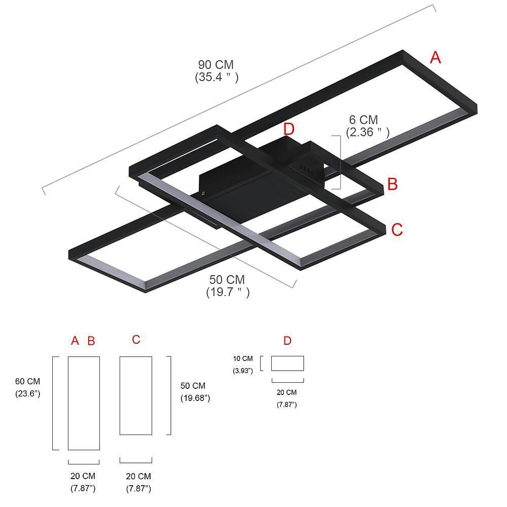 Multi Rectangle Large Flush Mount LED Ceiling Light with 3 Tiers
