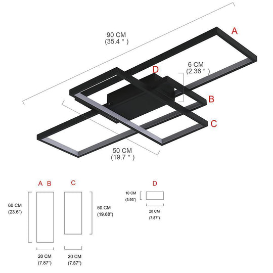 Display of Rectangles Abstract LED Flush Mount Ceiling Light