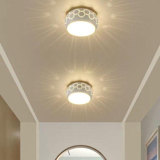Globe Flush Mount Drum LED Ceiling Light for Hallway and Entryway