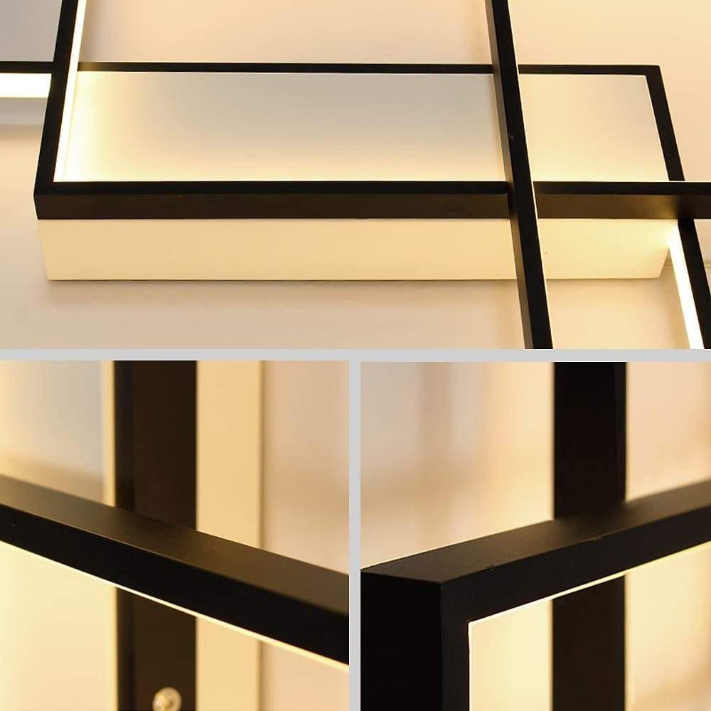 Rectangular Hybrid Modern Flush Mount LED Ceiling Light – 3-Tier Contemporary Design