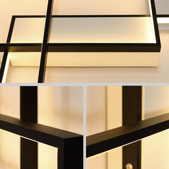 Overlapping Rectangles Aluminum Geometric LED Flush Mount Ceiling Light