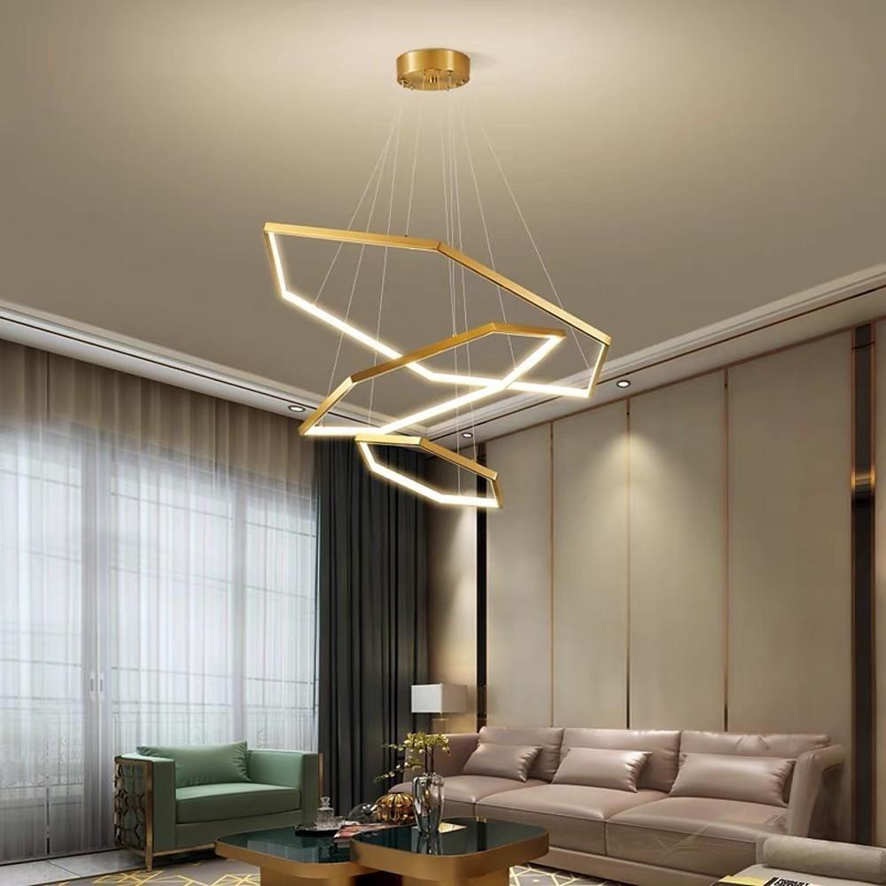 Geometric Ring Electroplated Stainless Steel LED Modern Chandelier Ceiling Lights
