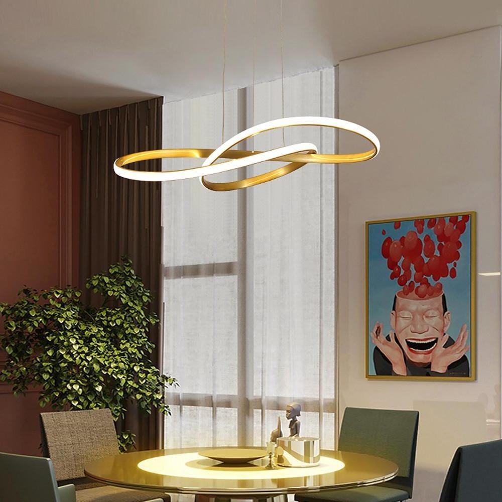 Interweaved Wave LED Gold Modern Hanging Lamp Island Pendant Light