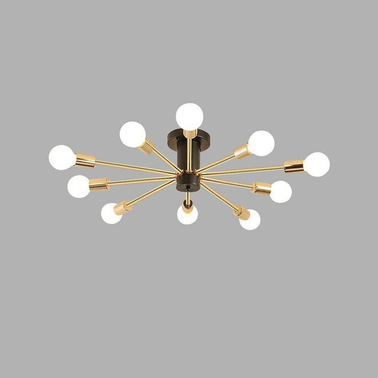 Industrial Sputnik Geometric Gold LED Chandelier