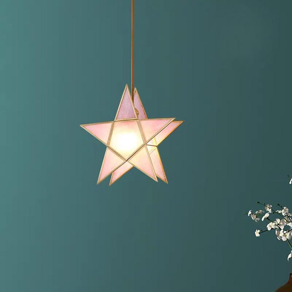 Double Star LED Copper & Glass Pendant Light