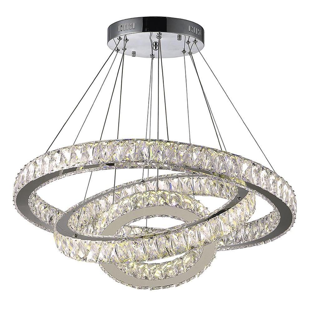 Interwoven Circle Crystal LED Chandelier with Dimmable Rings