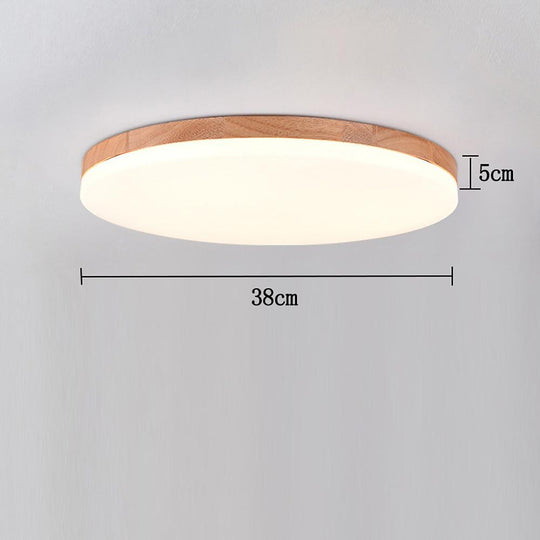 Circular Minimalist Flush Mount Wood Acrylic LED Ceiling Light