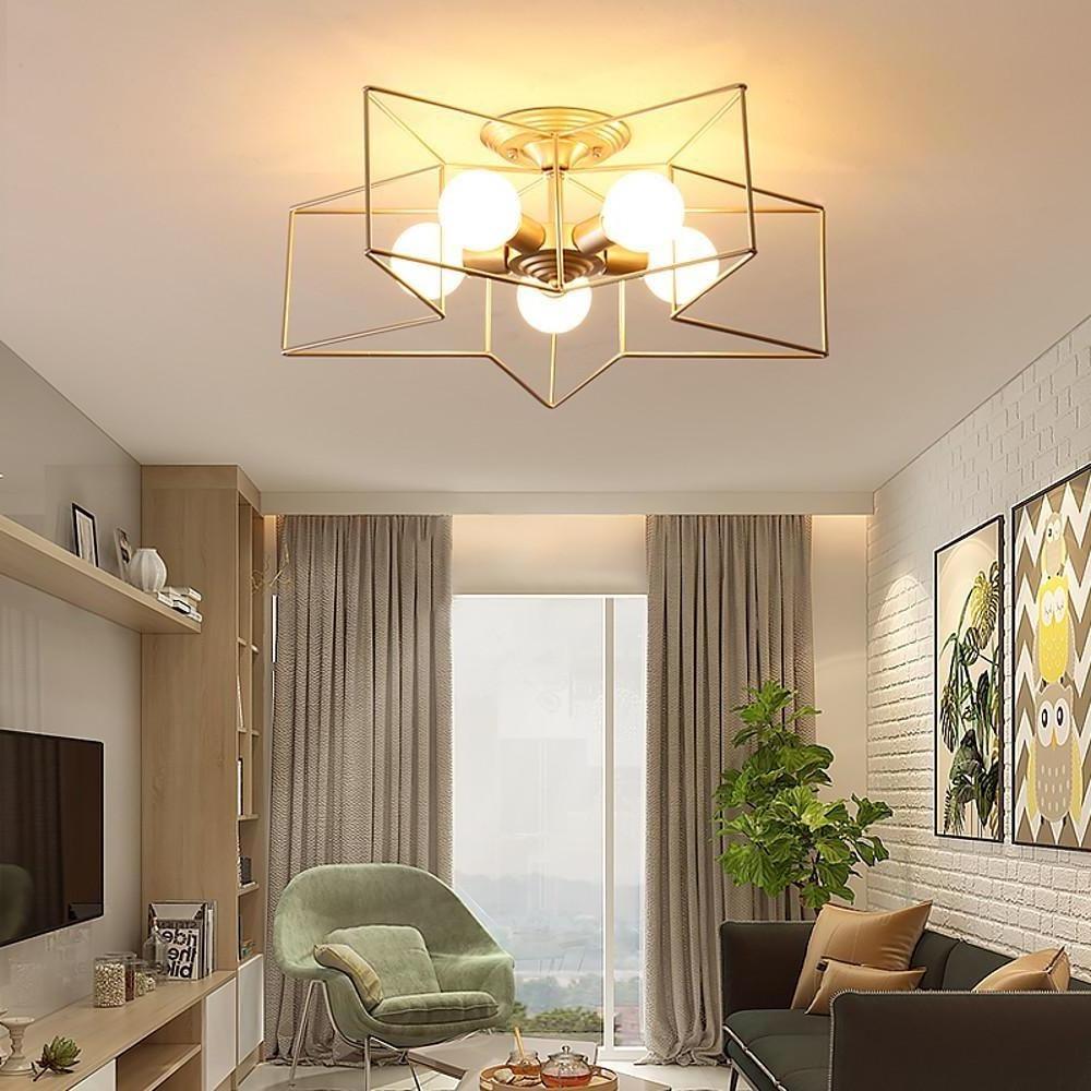 Unique Metal Star Design LED Modern Flush Mount Ceiling Light
