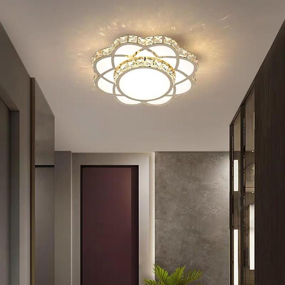 Flower Effect Metal Crystal LED Flush Mount Ceiling Light