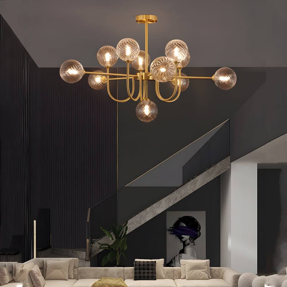 Amber Glass Globe Sputnik Chandelier
