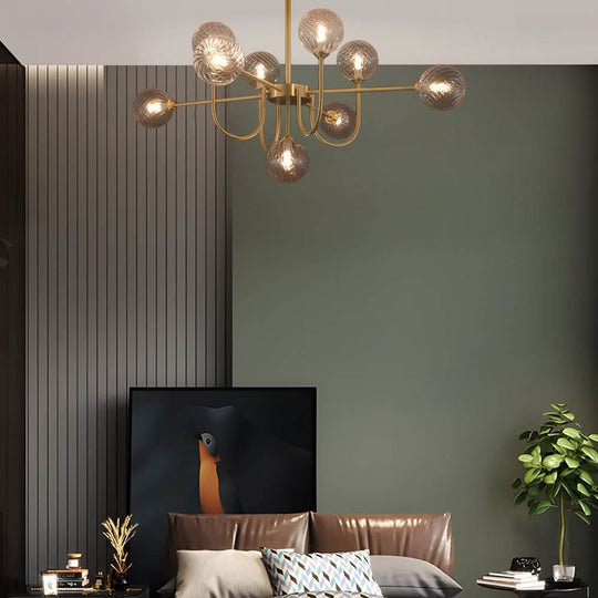 Amber Glass Globe Sputnik Chandelier