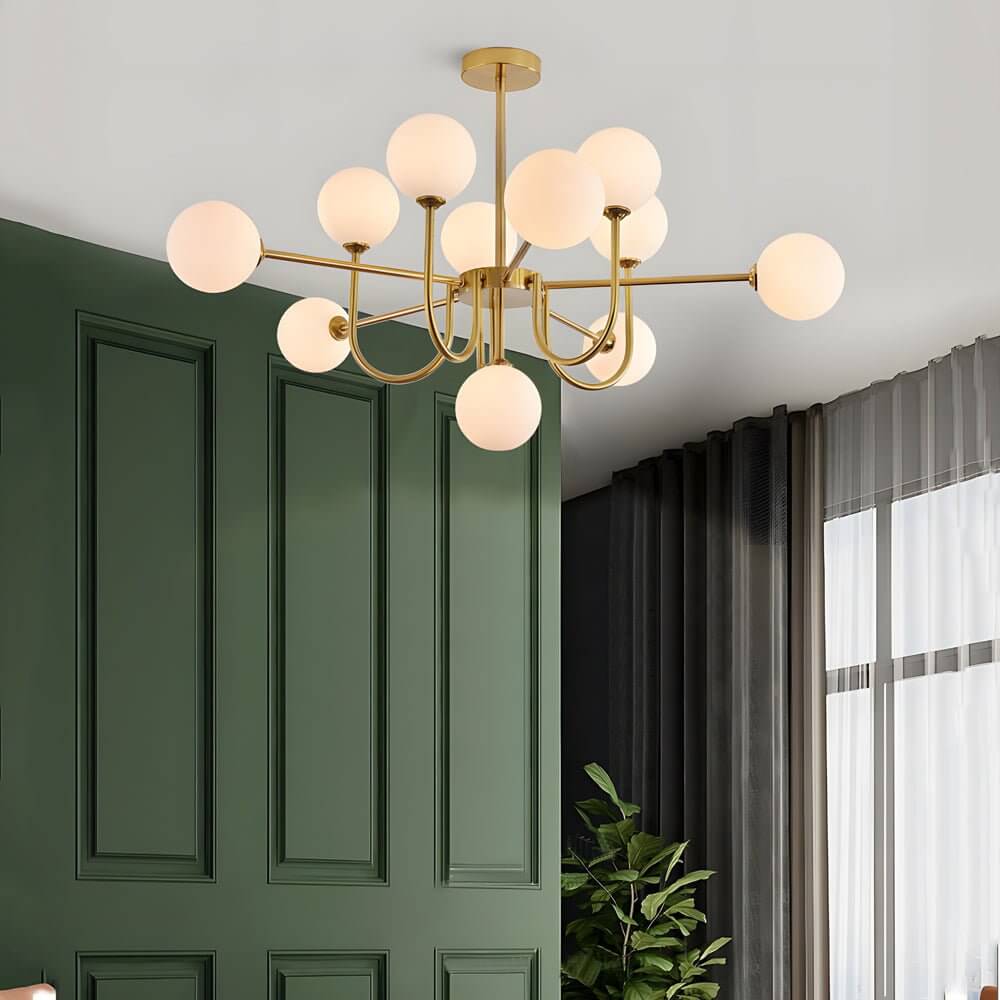 Amber Glass Globe Sputnik Chandelier