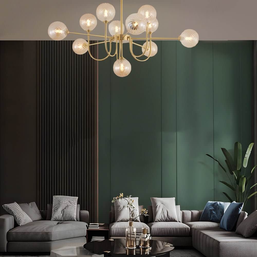 Amber Glass Globe Sputnik Chandelier