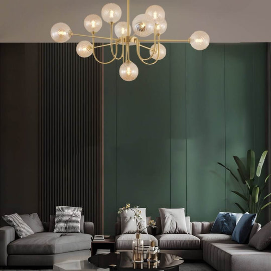 Amber Glass Globe Sputnik Chandelier