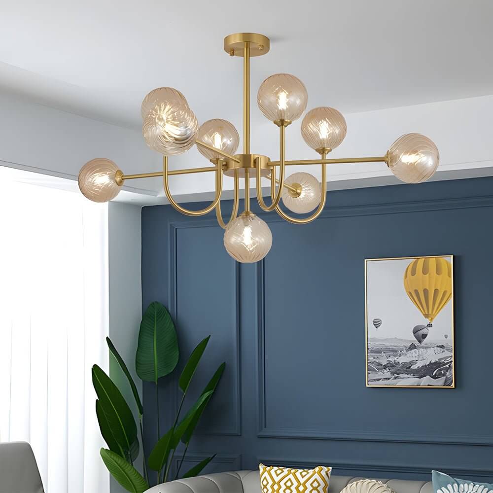 Amber Glass Globe Sputnik Chandelier